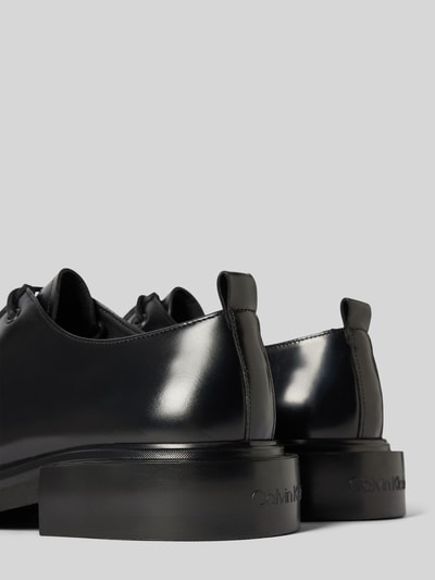 CK Calvin Klein Leren derbyschoenen met labelopschrift, model 'LACE UP APRON BRUSH OFF' Zwart - 2