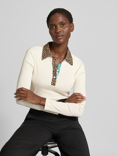 Marc Cain Shirt met lange mouwen met polokraag Ecru - 3