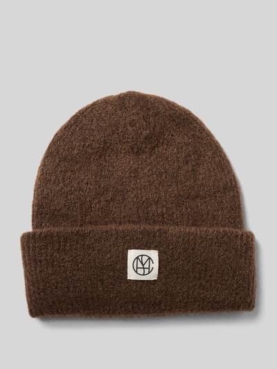 MSCH Copenhagen Beanie mit Alpaka-Anteil und Label-Patch Dunkelbraun Melange 1