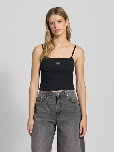 Calvin Klein Jeans Top krótki z detalem z logo Czarny 4