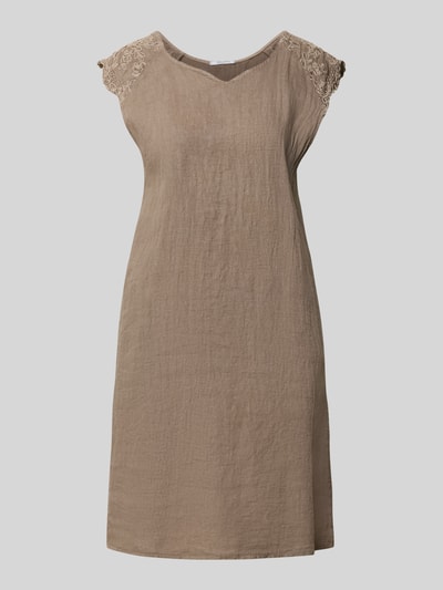 Produktfoto, Minikleid aus Leinen-Mix mit Stitchings von ZABAIONE, model 'Is44a', dames mini-jurk in mix van katoen en linnen, A-lijn, ronde hals, ruglengte maat S 84 cm, borstwijdte maat S 47 cm