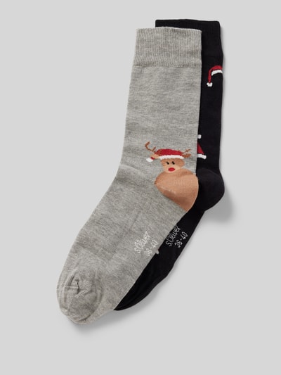 s.Oliver RED LABEL Socken aus Bio-Baumwoll-Mix mit weihnachtlichen Designs Black 1