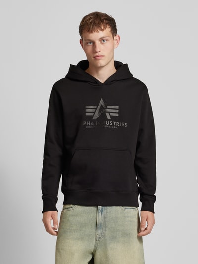 Alpha Industries Hoodie met labelprint Zwart - 4