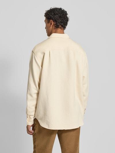 American Vintage Regular fit vrijetijdsoverhemd met labelpatch, model 'AFAZ' Beige - 5