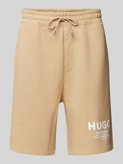 Hugo Blue Regular Fit Sweatshorts mit Label-Print Modell 'Nomario' Beige 2