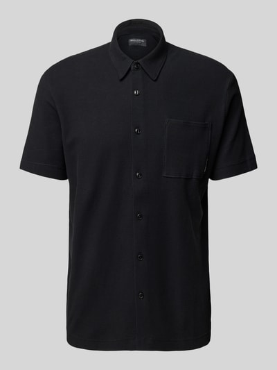 Marc O'Polo Regular fit poloshirt met fijne wafelstructuur Zwart - 2