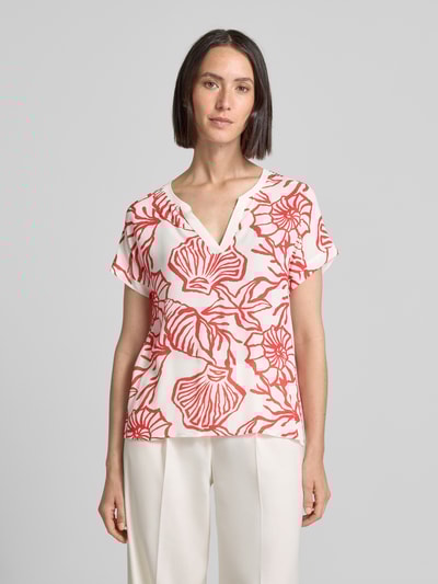 Oui Bluzka o kroju regular fit z dekoltem w serek Biały 4