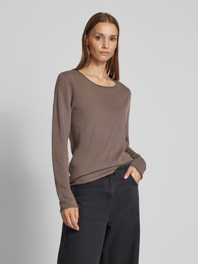 Fynch-Hatton Pullover aus Woll-Mix mit Label-Detail Taupe 4