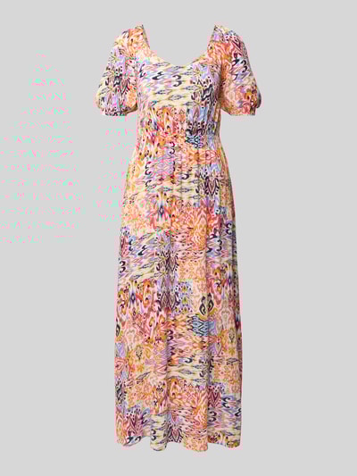 ICHI Midi-jurk van viscose met V-hals Felroze - 2