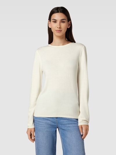 Marc O'Polo Strickpullover mit geripptem Rundhalsausschnitt Offwhite 4