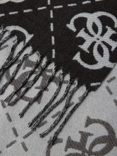 Guess Szal z dodatkiem wiskozy model ‘Jacquard’ Czarny 2