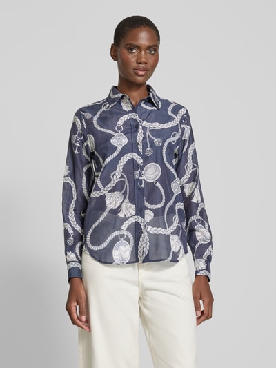 Gant Regular Fit Bluse mit durchgehender Knopfleiste Marine 4