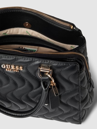 Guess Handtasche mit Strukturmuster und Steppnähten Modell 'SOCIETY' Black 5