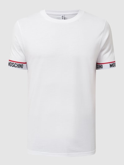 Moschino Swim + Underwear T-Shirt mit Kontrastabschlüssen Modell 'Basic Logotape' Weiss 2