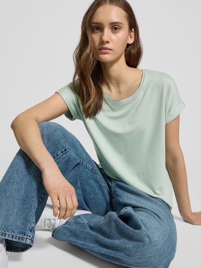 Only Regular fit T-shirt met viscose, model 'MOSTER' Mintgroen - 3