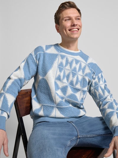 Scotch & Soda Strickpullover mit gerippten Abschlüssen Hellblau 3