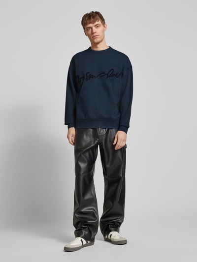 G-Star Raw Sweatshirt mit Label-Stitching Dunkelblau 1