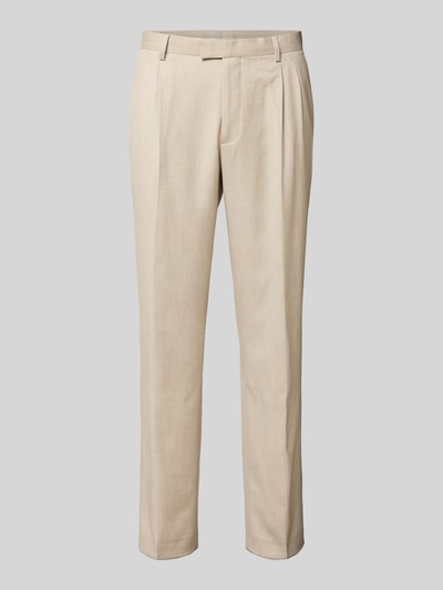 MCNEAL Regular Fit Bundfaltenhose mit Strukturmuster Beige 1