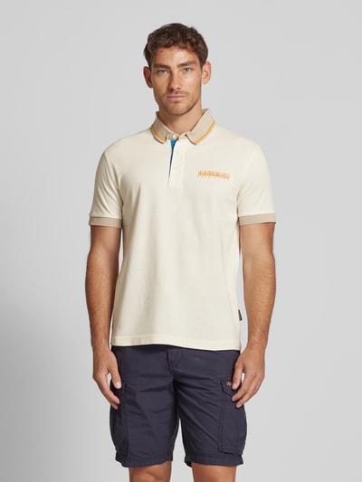 Napapijri Slim fit poloshirt met labelprint Wit - 4