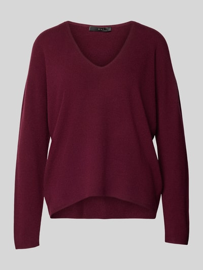 Oui Relaxed fit pullover van viscosemix in gebreide look Bordeaux - 2