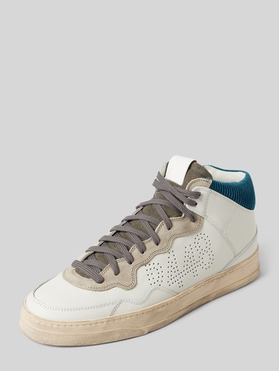 P448 Leren sneakers met label met ajourpatroon, model 'Bali' Wit - 1