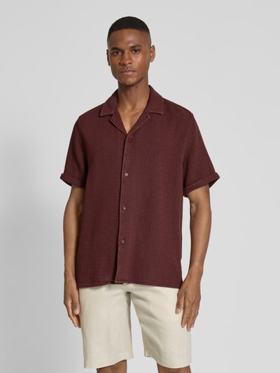 Drykorn Regular fit vrijetijdsoverhemd met 1/2-mouwen, model 'BIJAN' Donkerrood - 4