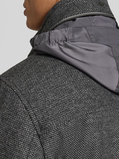 BOSS Regular fit wollen lange jas met opbergbare capuchon, model 'CAMRON' Lichtgrijs - 3
