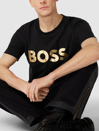 BOSS Green T-shirt met labelprint Zwart - 3