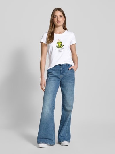 More & More T-Shirt mit Motiv- und Statement-Print Offwhite 1