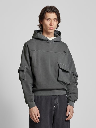 Pegador Boxy fit hoodie met cargozakken, model 'HARVEY TERRY' Donkergrijs - 4