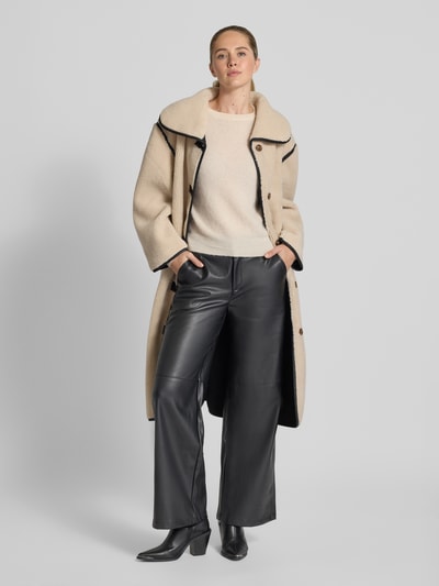 Neo Noir Lange jas van teddybont, model 'Carmen' Offwhite - 1