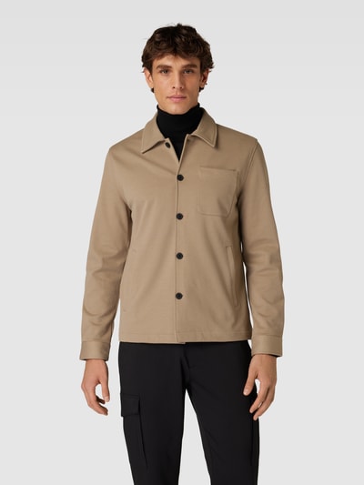 Lindbergh Regular fit overhemdjack met platte kraag Beige - 4