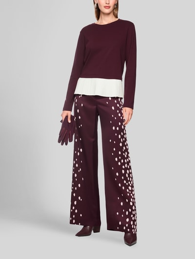 Marc Cain Loose fit shirt met lange mouwen van katoenmix met geplisseerd volantdetail Bordeaux - 1