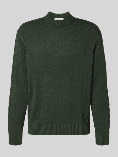SELECTED HOMME Sweter z dzianiny o kroju regular fit z czystej bawełny model ‘PHILIP’ Ciemnozielony 2