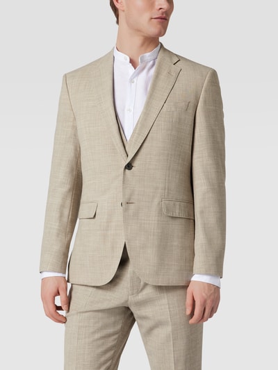 BOSS Regular fit 2-knoops colbert met wol, model 'Jasper' Beige - 4