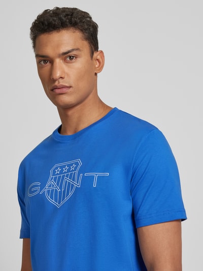 Gant T-shirt met labelprint Blauw - 3