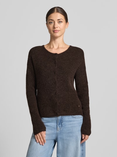 MOS MOSH Strickjacke aus Alpaka mit Knopfdetail Dunkelbraun 4