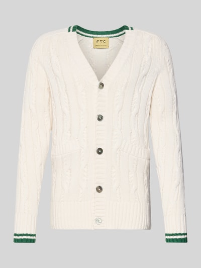 FTC-Cashmere Kardigan o kroju slim fit z domieszką kaszmiru w imitacji dzianiny Złamany biały 2
