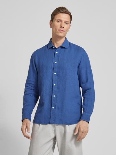Mango Regular Fit Leinenhemd mit Kentkragen Modell 'AVISPAG' Jeansblau 4