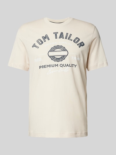 Tom Tailor T-shirt z nadrukiem ze sloganem Złamany biały 2