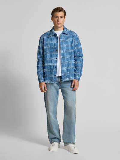 Samsøe Samsøe Regular Fit Hemdjacke mit Umlegekragen und Knopfleiste Jeansblau 1