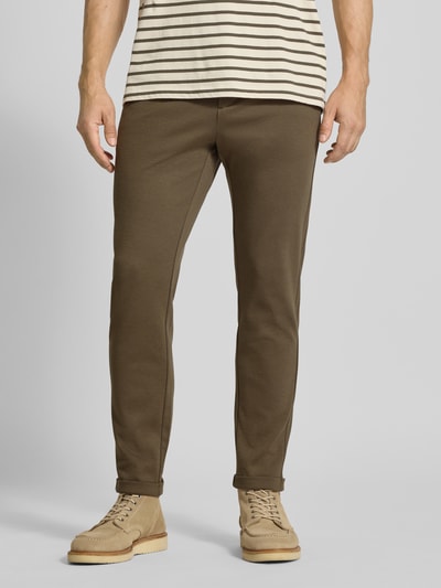 Lindbergh Slim fit broek met steek- en achterzakken Olijfgroen - 4