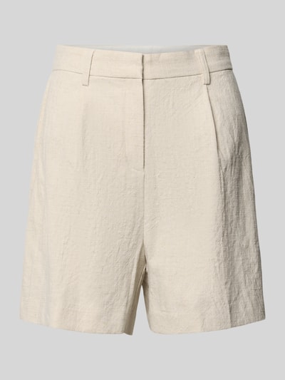Produktfoto, Shorts aus Ramie-Mix mit Biesen Modell 'Sega' von Neo Noir, Cremefarbe, strukturierte Oberfläche, Straight Fit, Haken- und Reißverschluss, Bundweite 39 cm, Innenbeinlänge 11 cm, Damen Shorts, Ramie-Mix mit Baumwoll-Anteil
