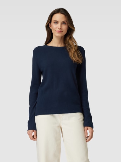 Tom Tailor Gebreide pullover in effen design Marineblauw - 4