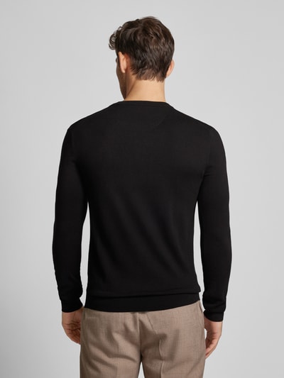 Scotch & Soda Gebreide pullover met logostitching, model 'CORE' Zwart - 5