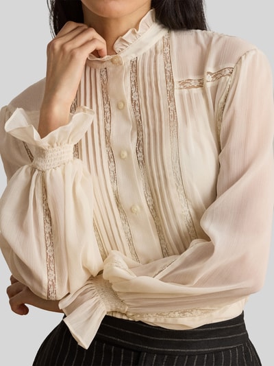 Lauren Ralph Lauren Regular Fit Langarmbluse mit Spitzenbesatz Sand 3