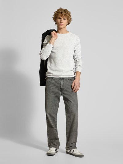 Jack & Jones Gebreide pullover met labelpatch, model 'HILL' Middengrijs gemêleerd - 1