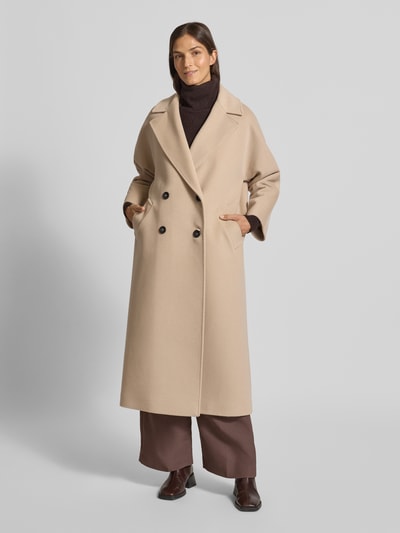 ICONS Cinzia Rocca Wollen jas met kasjmier Zand - 4