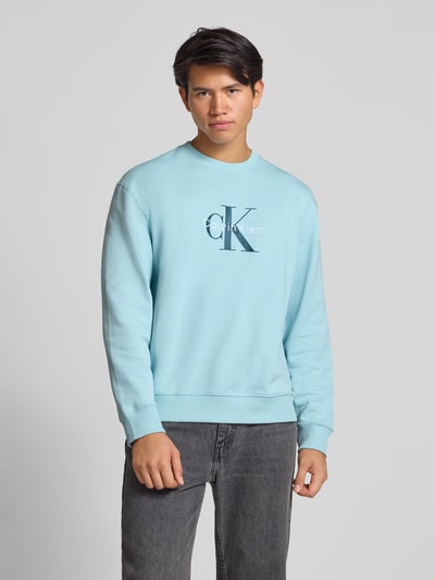 Calvin Klein Jeans Regular Fit Sweatshirt mit Logo-Print Modell 'Terry' Hellblau 4