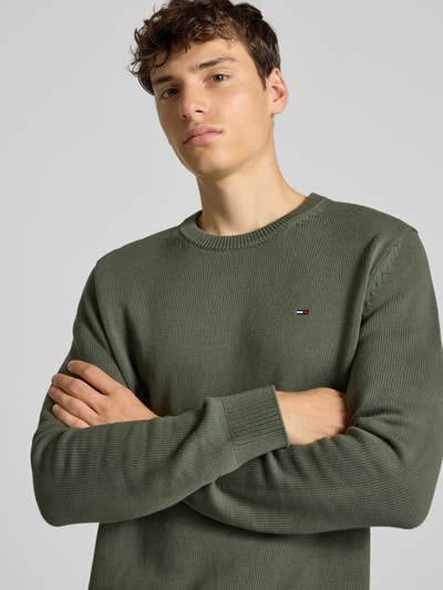 Tommy Jeans Slim Fit Pullover aus reiner Baumwolle Dunkelgruen 3